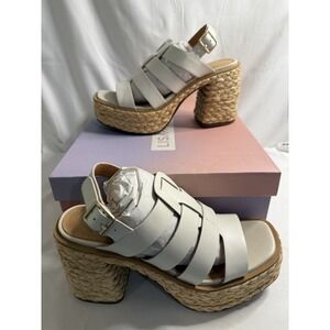 Lisa Vicky Nordstrom Just-V White Leather Strappy Platform Women Size 8.5